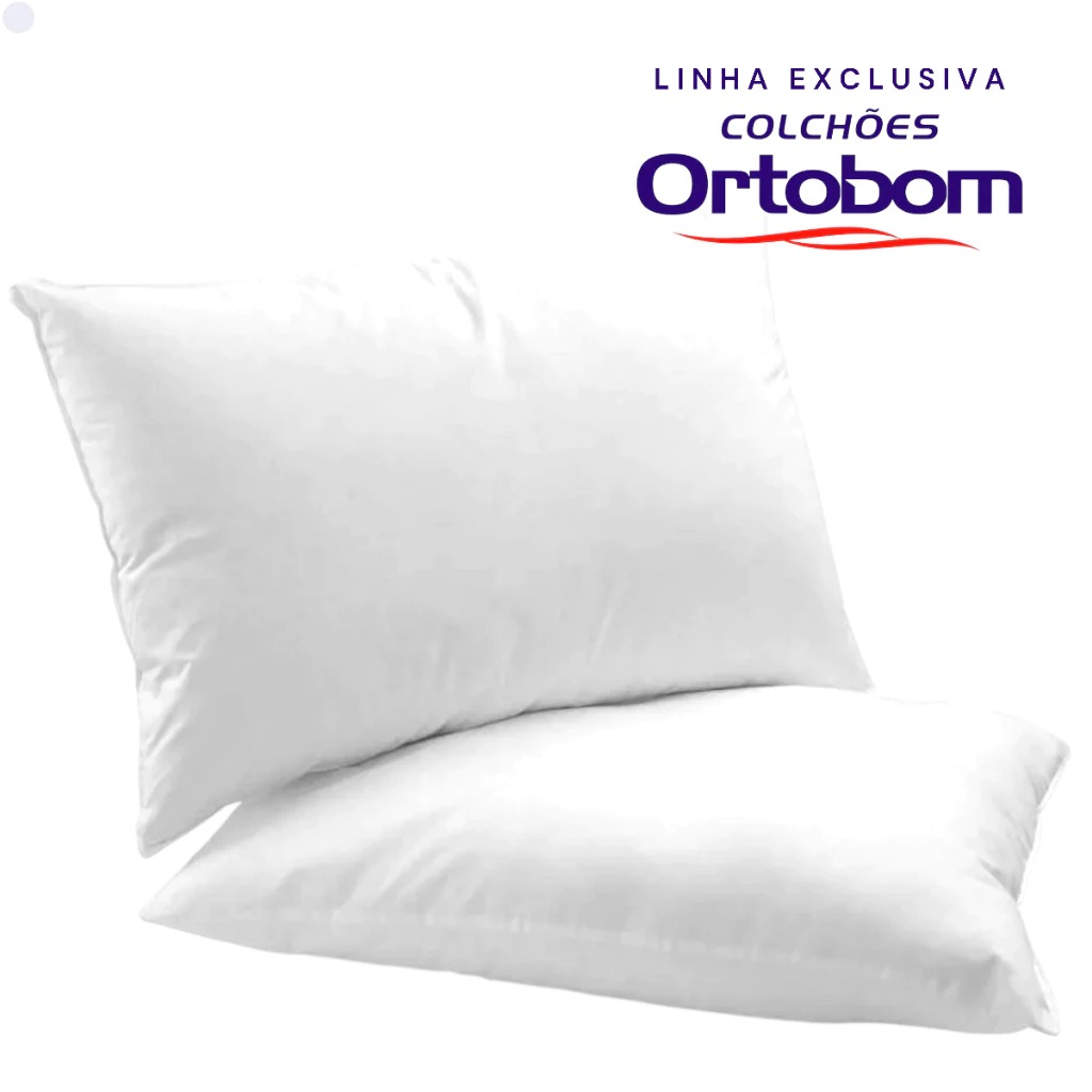 Kit 2 Travesseiro Original Ortobom Firme e alto TNT 40x60cm Antialérgico antiácaro Flocos de espuma